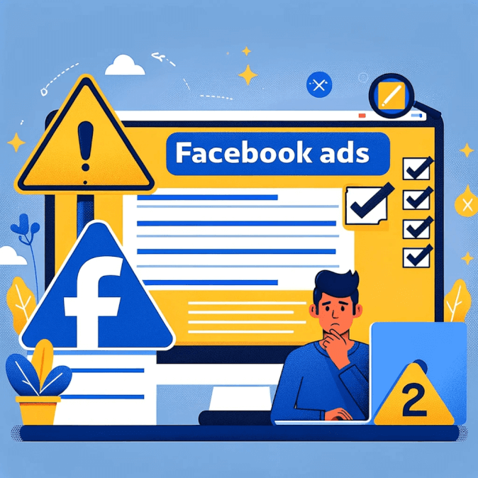 Digital-image-for-the-eighth-step-of-creating-Facebook-ads_-Avoiding-common-mistakes.-The-image-should-feature-a-warning-sign-with-Facebook-logo-a-