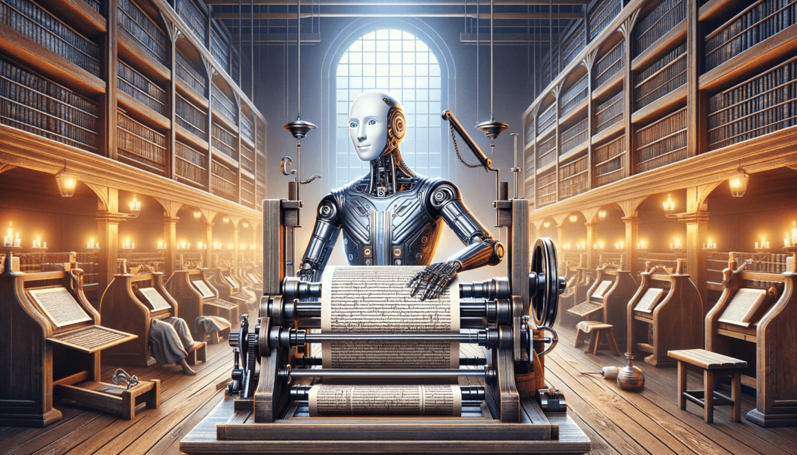 künstliche Intelligenz die Texte als Buch druckt wie JOHANNES GUTENBERG